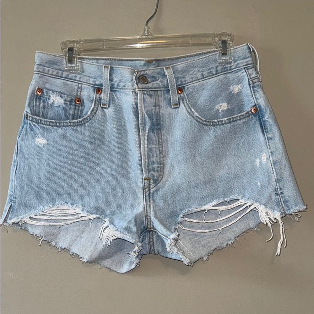 Levi's Blue Vintage Jean Shorts with Raw Hem